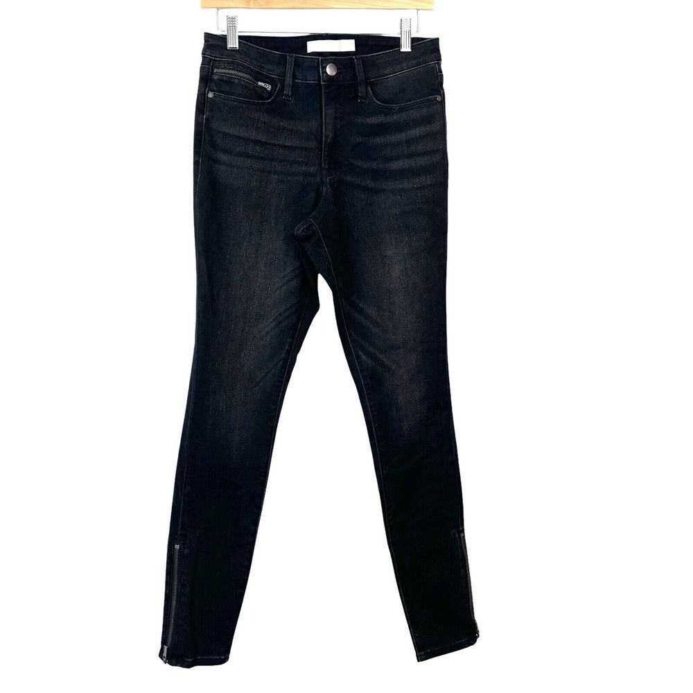 Athleta Womens Jeans Sculptek Denim Carbon Black Wash Zip Ankle Goth Moto Size 6